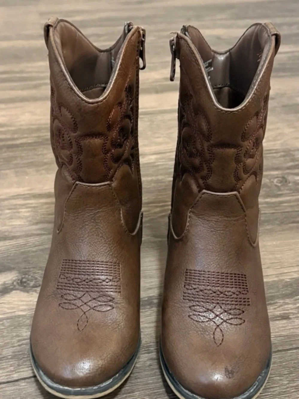 Cat & Jack Brown Toddlers' Western Embroidered Mid-Calf Boots